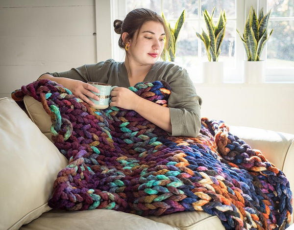 Chunky Knit Blanket Thick Yarn Blanket Hand Knit Blanket -  in 2023