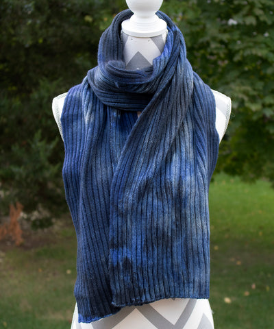 Blue Jeans Hand dyed Double Ribbed Scarf