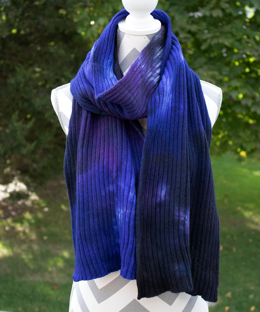 Midnight Stroll Hand dyed Double Ribbed Scarf