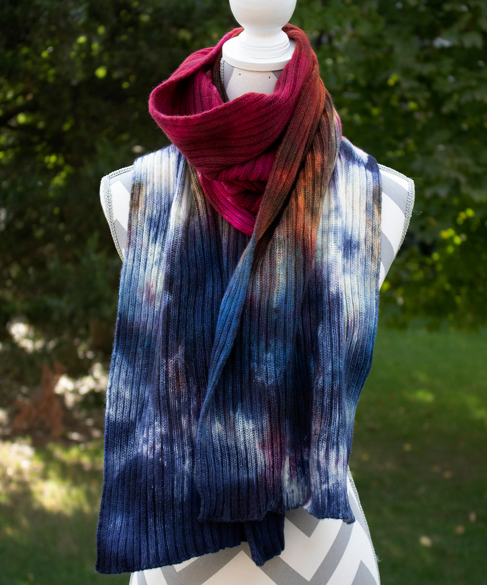 Peacock Hand dyed Double Ribbed Scarf