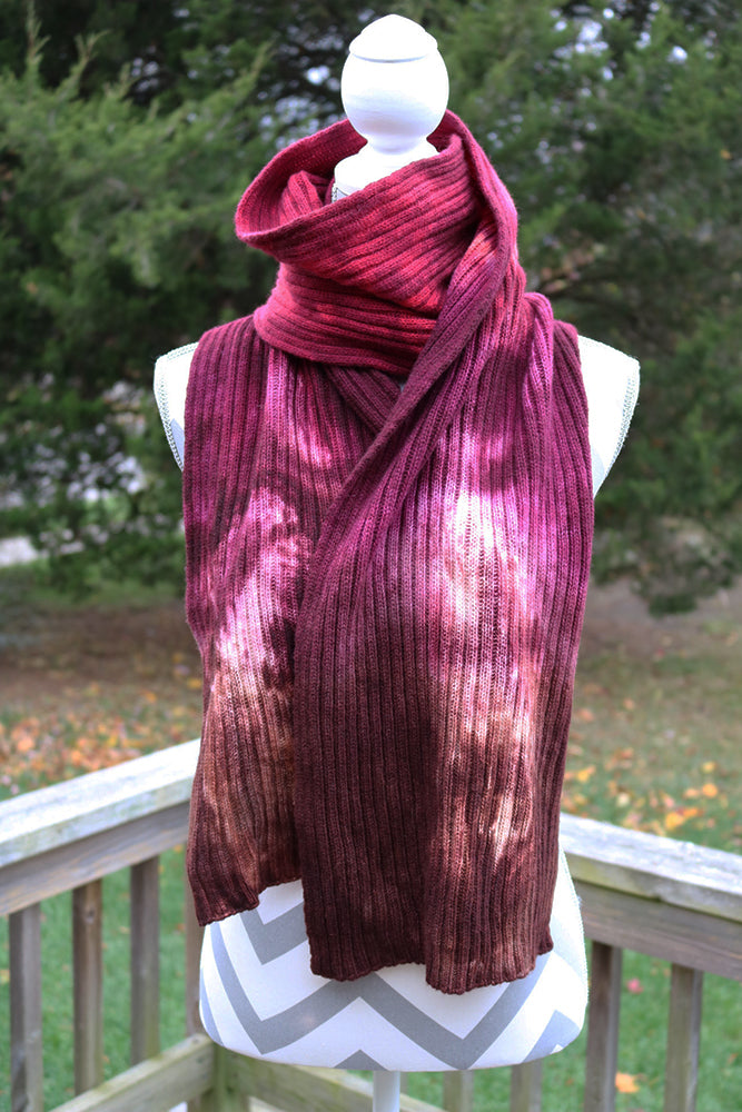 Raspberry Hand dyed Double Ribbed Scarf