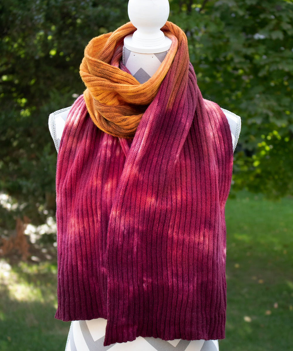 Razzle Dazzle Hand dyed Double Ribbed Scarf